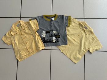 Lot 3 Hauts Garçon : taille 12 mois 1 tee shirt gris + 2 polos chemises jaune