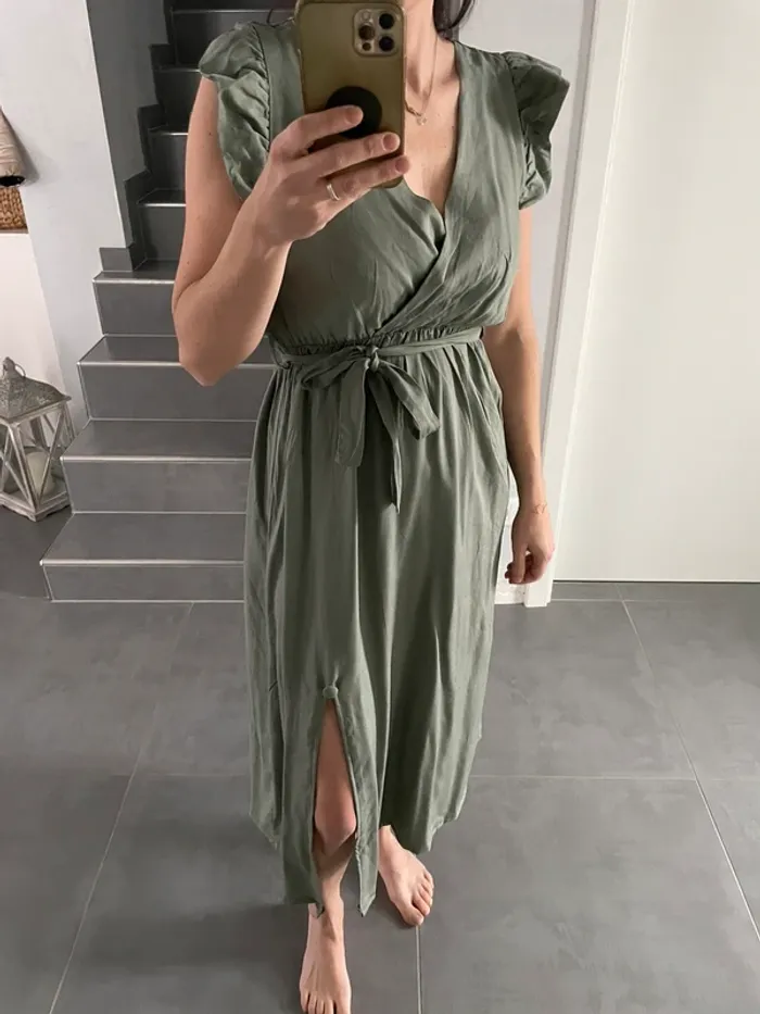 Robe longue kaki