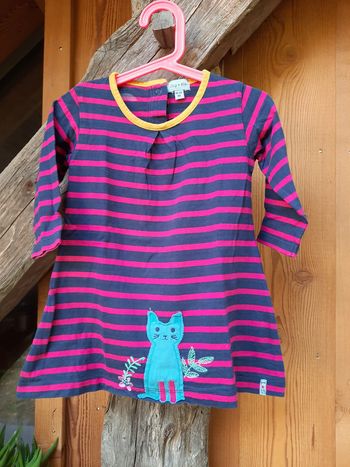 Superbe robe coton Lilly + Sid, chat 🐱, rayures, 18-24 mois