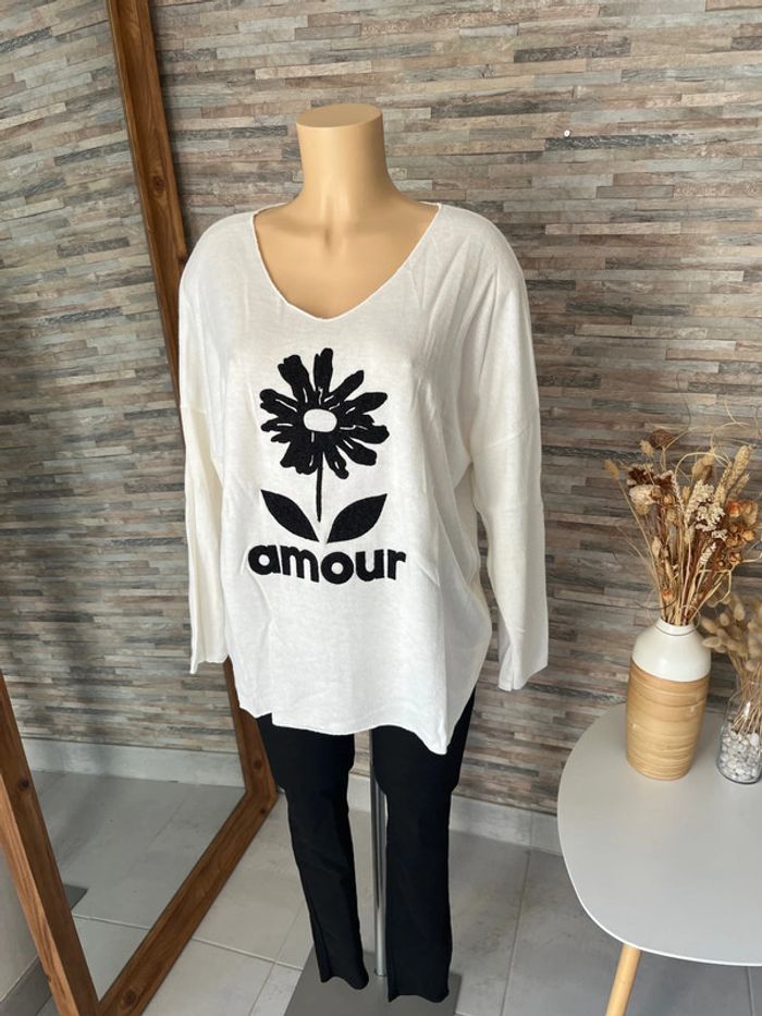 Pull léger amour fleur - photo numéro 4
