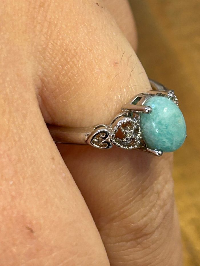 Bague réglable en laiton et en amazonite – Sérénité & Harmonie - photo numéro 2