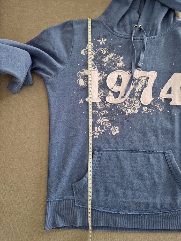 Sweat à capuche bleu avec inscription Mim - photo numéro 9