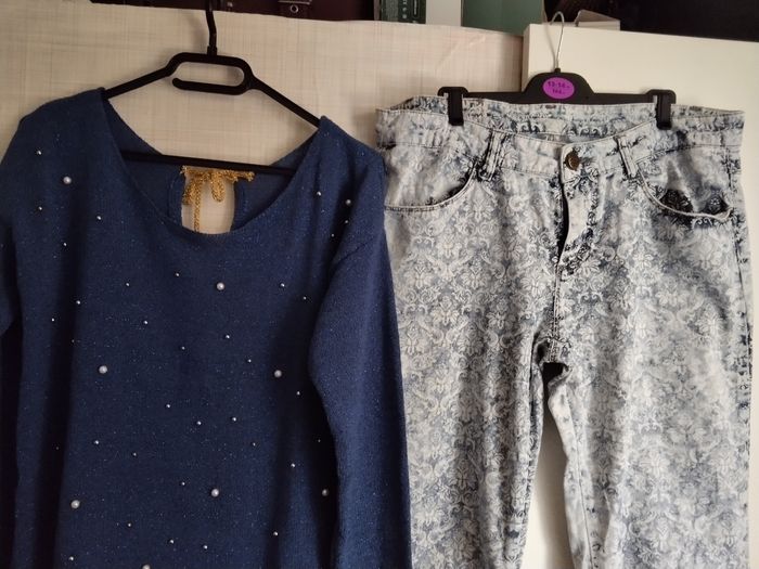 Pantalon Amisu et pull  à perles neuf - photo numéro 2