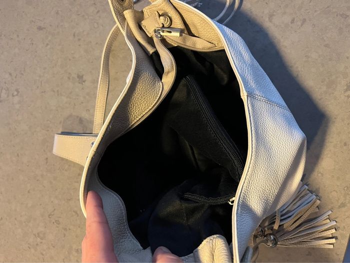 Sac à main en cuir blanc et beige - photo numéro 2