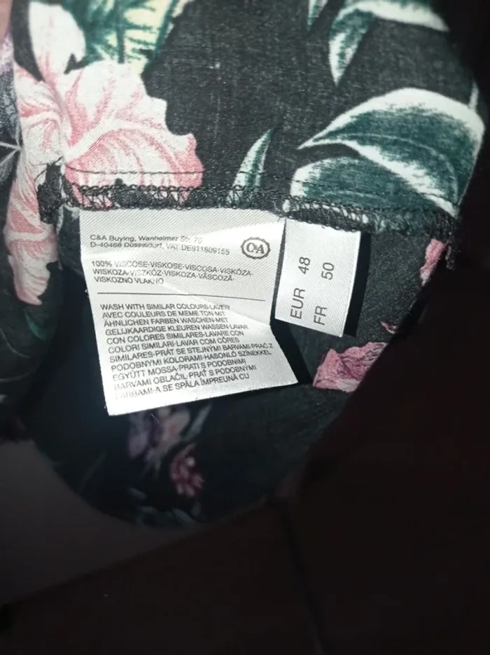 Chemise manche longue noir à fleurs - photo numéro 7