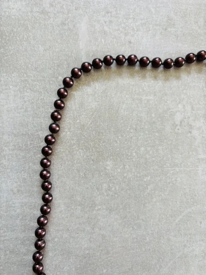 Magnifique sautoir collier de perles couleur moka - photo numéro 2