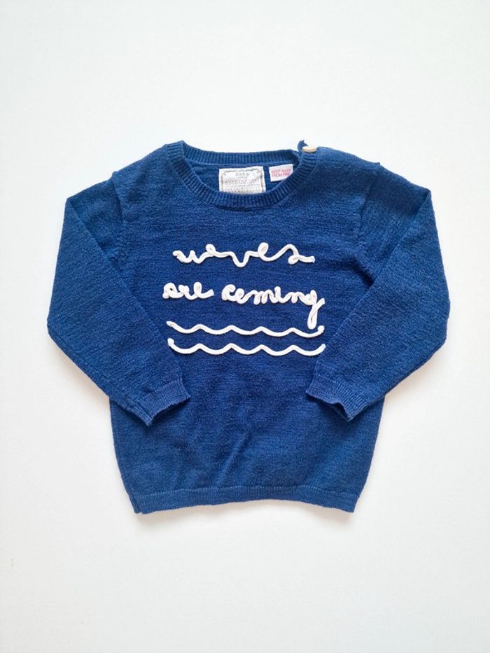 Zara - Pull manches longues, col rond - Waves are coming (18 mois)