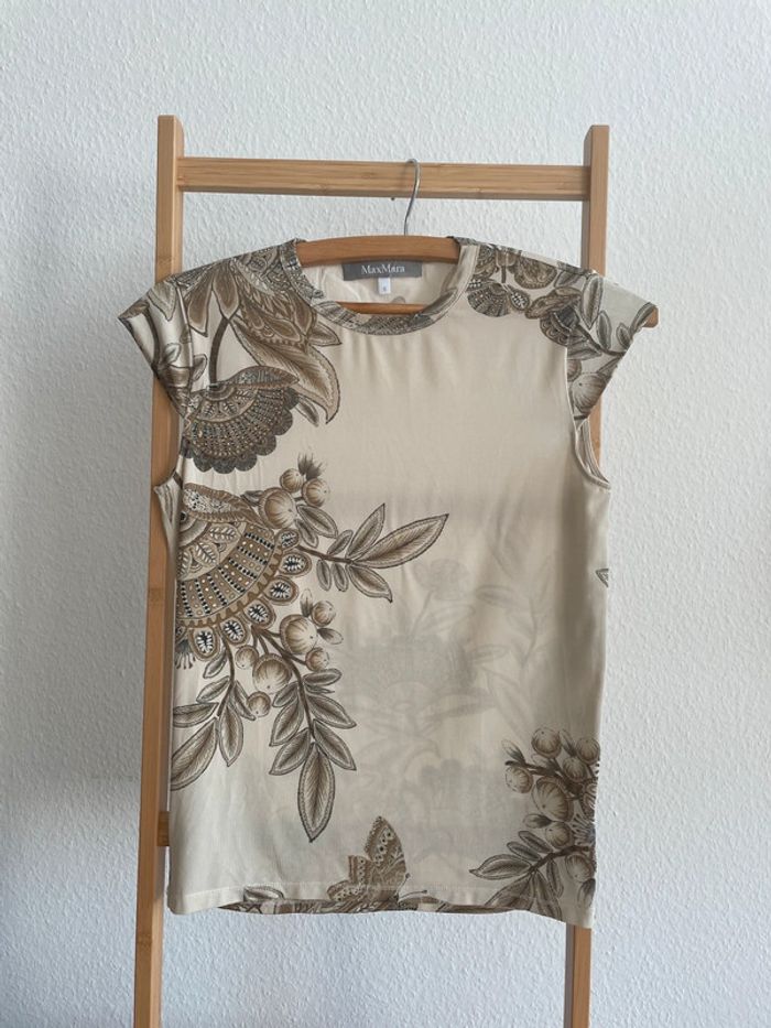 T-shirt beige à motif Max Mara