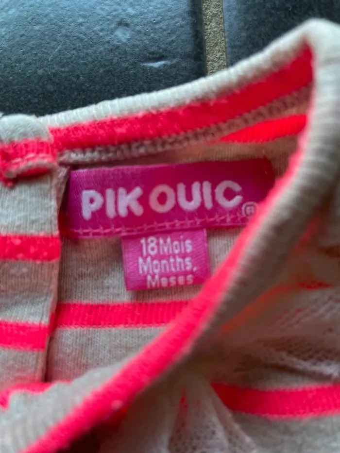 Ensemble t-shirt/legging 18 mois gris rose fluo - photo numéro 5