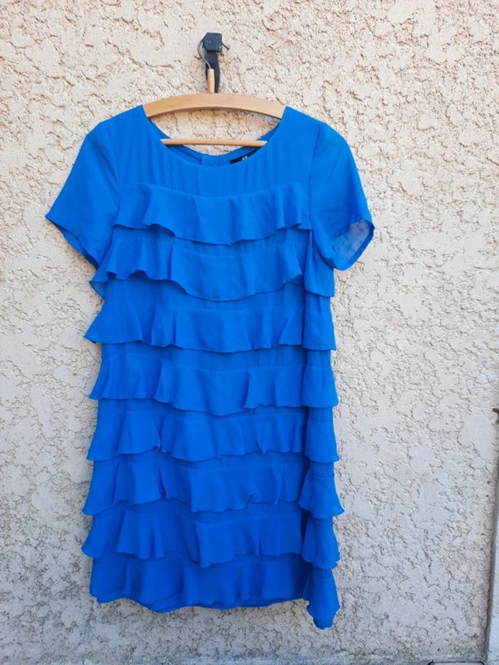 Robe à volants bleue T 38 +ceinture offerte 🎁 - photo numéro 2