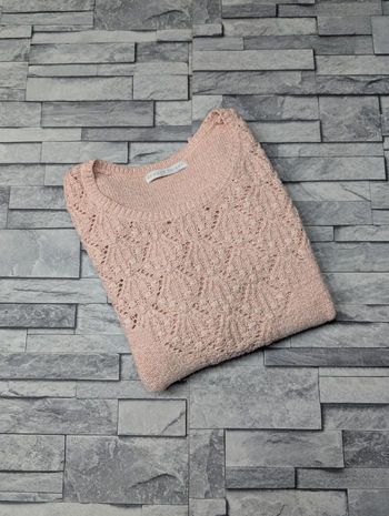 Pull rose poudré Armand Thiery - Détails ajourés & paillettes - Taille 1 (S)