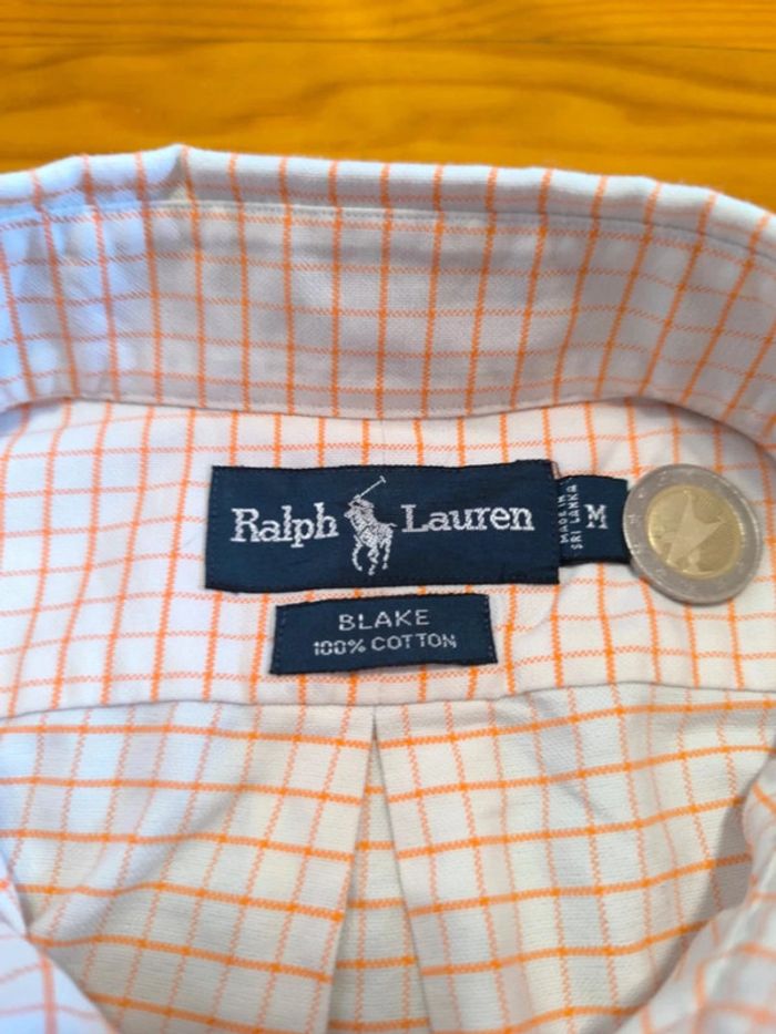 Chemisette à carreaux - Ralph Lauren - Blake - Logo brodé premium - Blanc, orange - Taille M - photo numéro 8