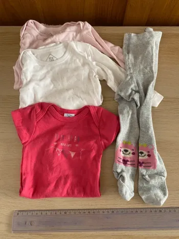9 mois 71 cm body manches longues courtes petit bateau rose fille bébé collants