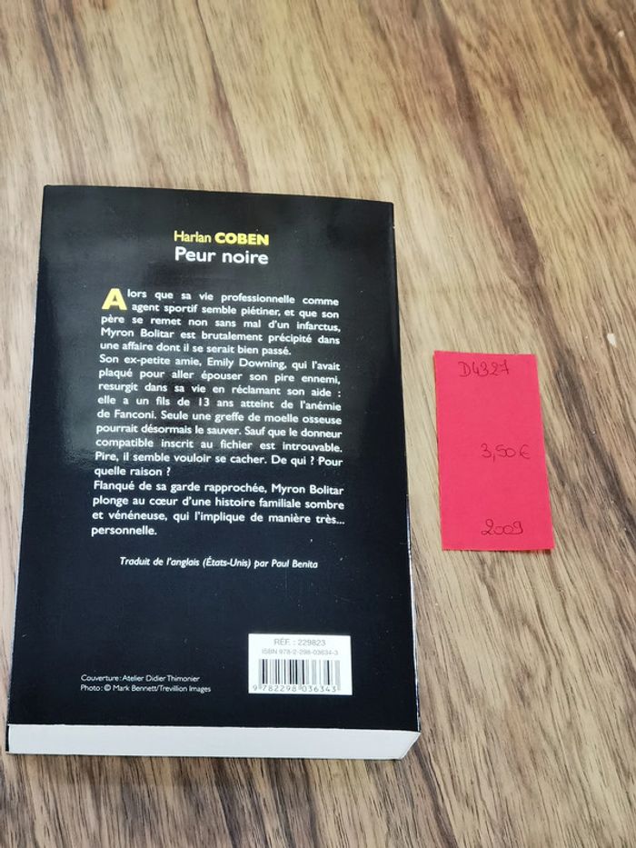 D4327 - livre "peur noire" d'Harlen Coben - photo numéro 2