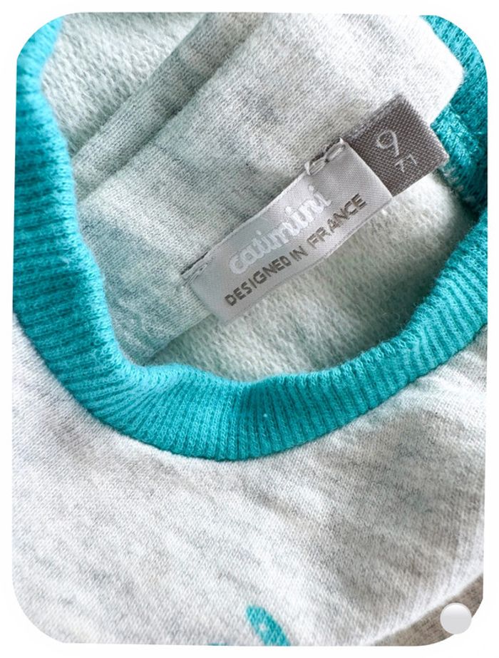 Catimini - Ensemble sweat-shirt et short gris à motifs Taille 9 mois - photo numéro 6
