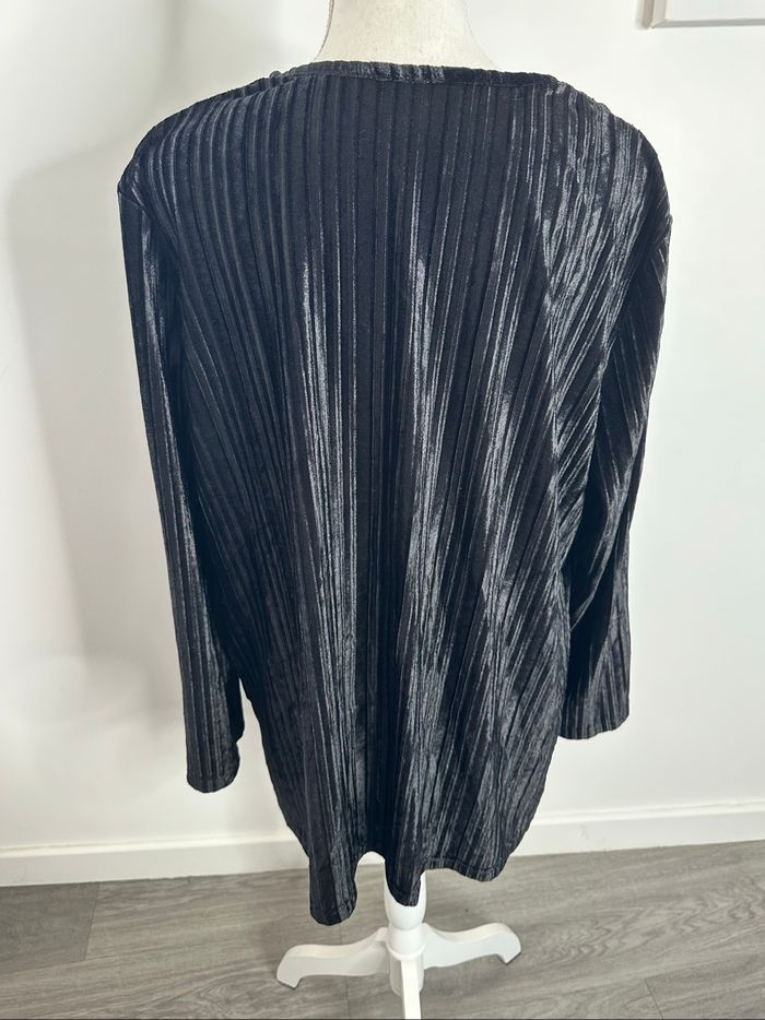 Blouse satinée noire velours côtelé Vintage T54 7XL - photo numéro 6