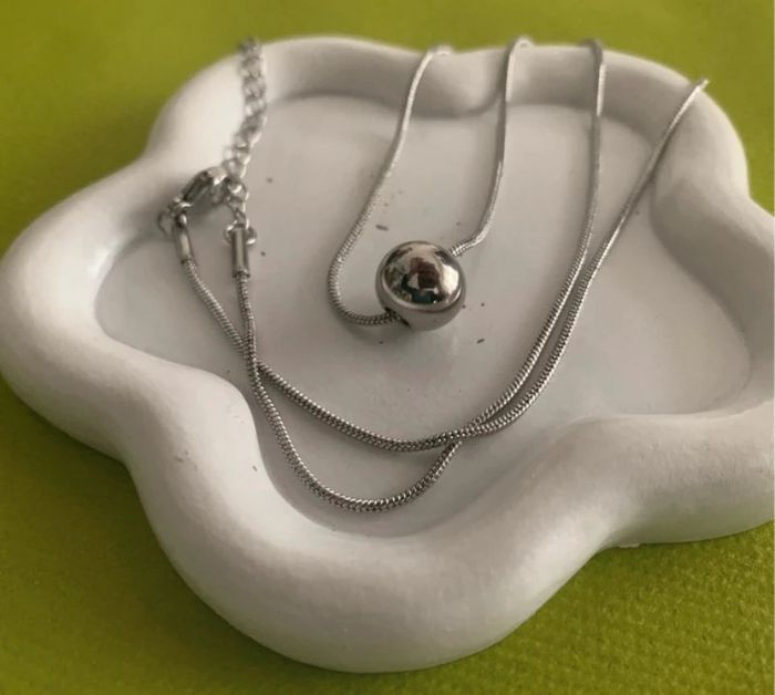 Collier perle en acier inoxydable argenté - photo numéro 7
