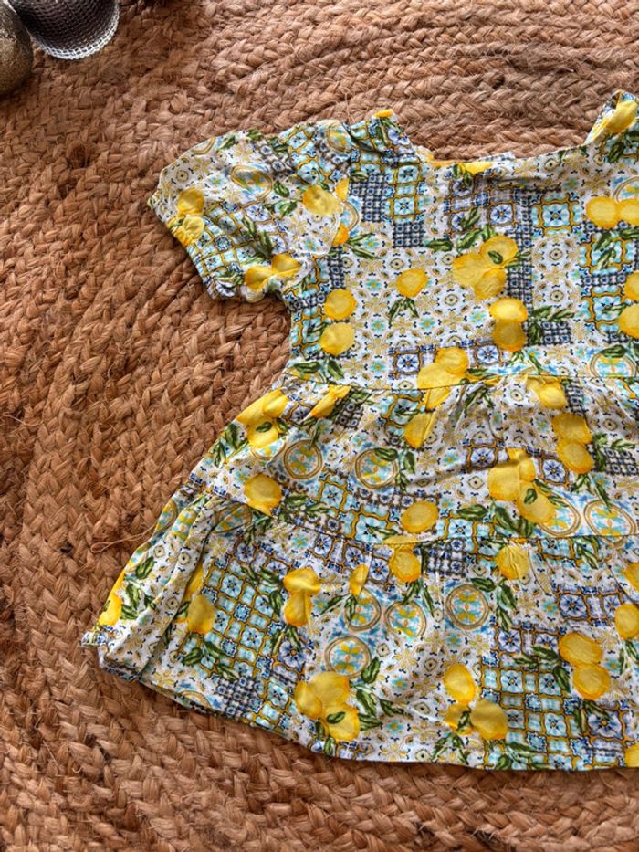 🌺Robe manche courte motif ancien avec citron Taille 9-12mois/80cm🌺 - photo numéro 3