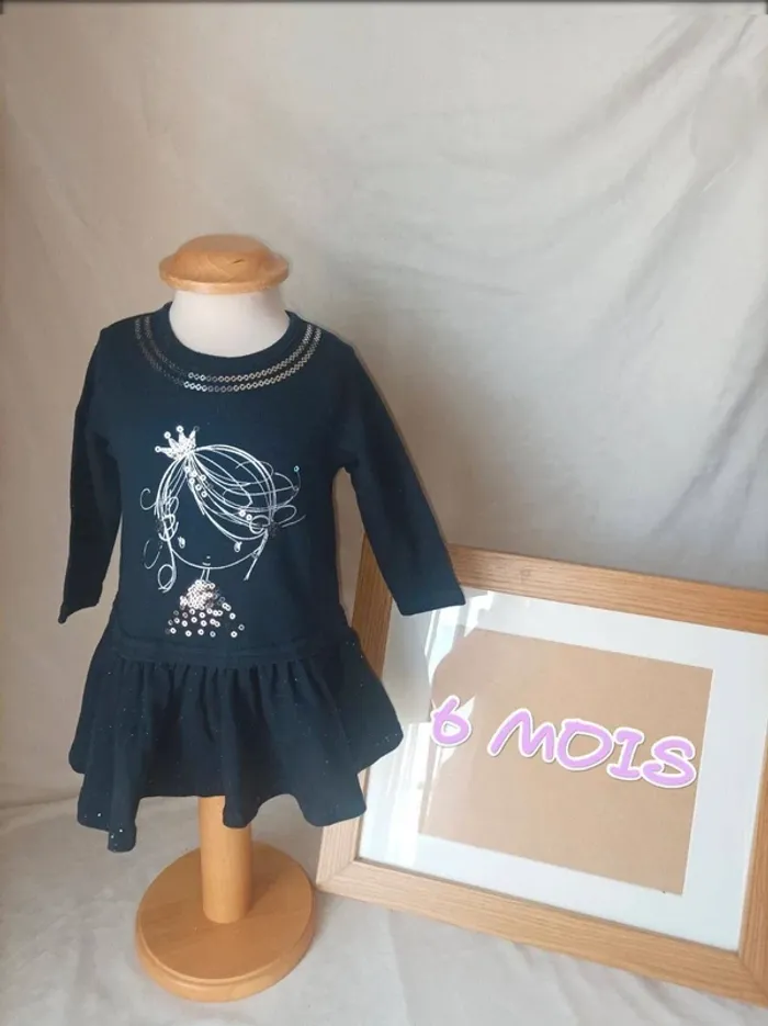 Tunique manches longues noir fille 6 mois