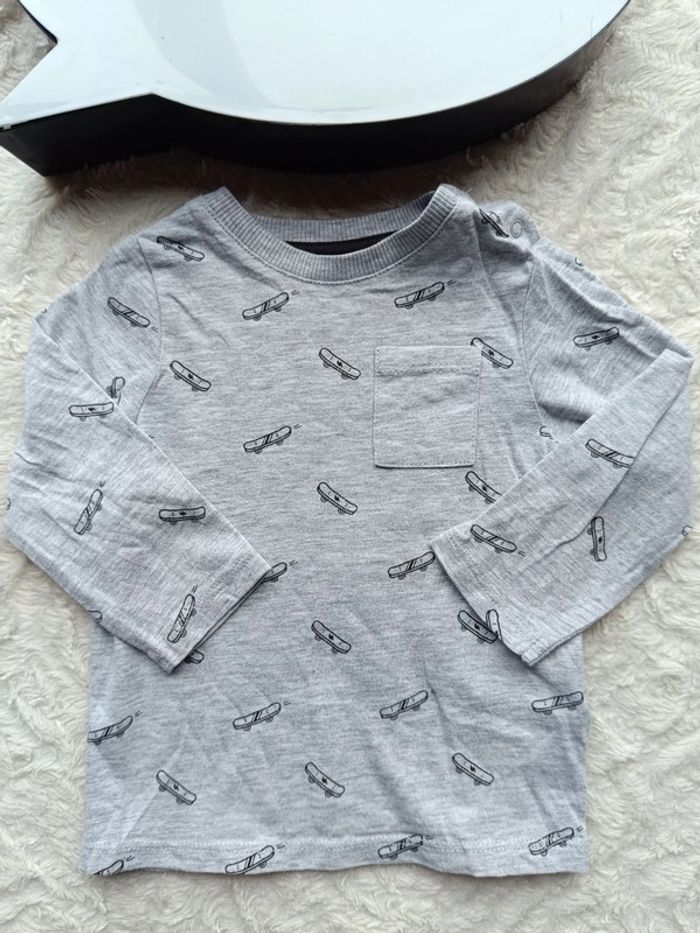 Tee shirt chemise manches longues Garçon 9 mois skateboard Kiabi - photo numéro 2