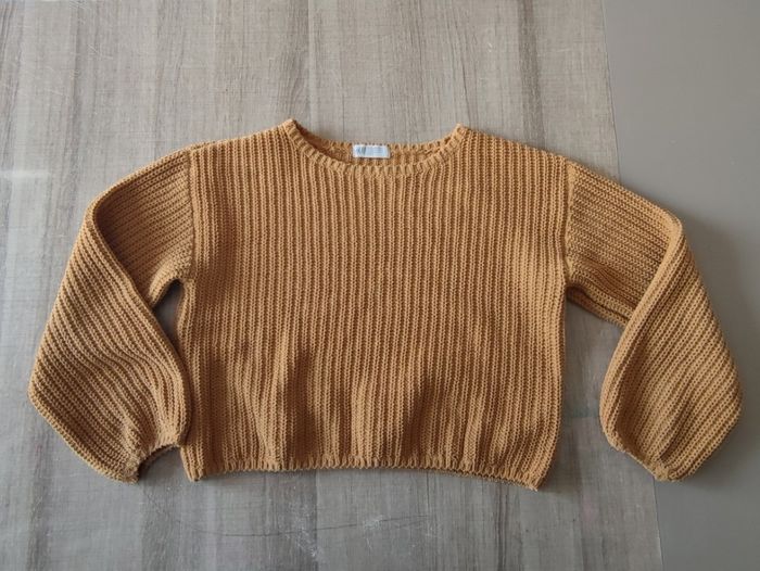 🌼 Pull court côtelé moutarde H&M - T.12 ans (134/140cm) - Très bon état - photo numéro 3