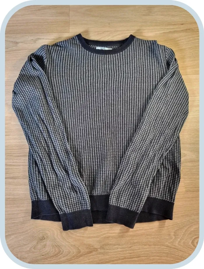 Pull à col rond noir/gris Jules Homme Taille L - photo numéro 3