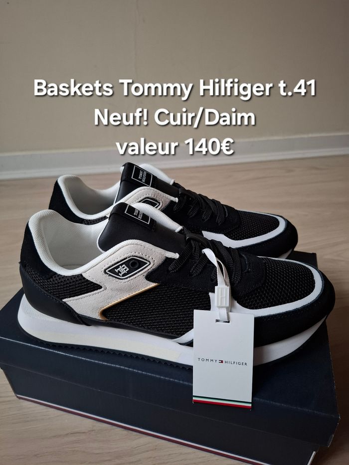 Baskets Tommy Hilfiger t.41 Cuir/daim valeur 140euro jamais porte - photo numéro 5