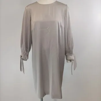 Robe Paule Ka gris perlé - manches longues - cérémonie gris clair satiné taille 42 - A272