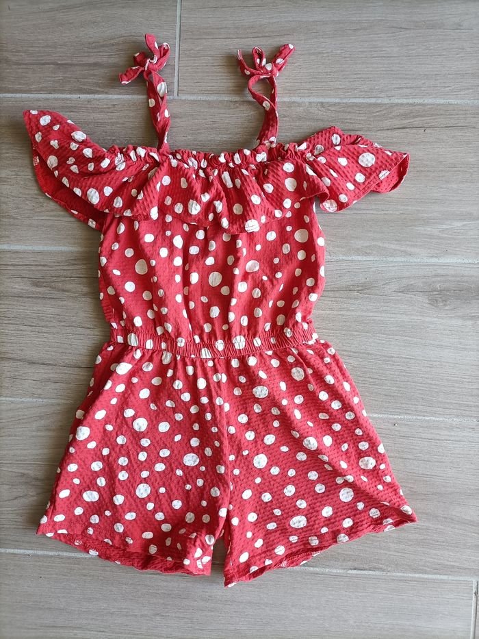 Combi short rouge à pois blancs fille Orchestra 10 ans TBE