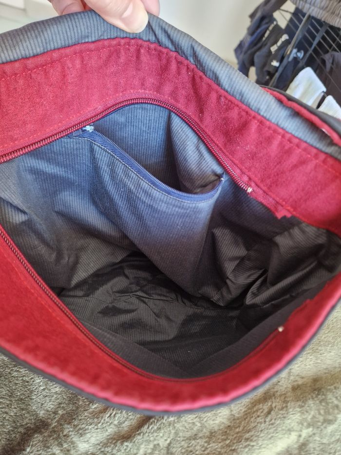 Sac  à main tissu bordeaux - photo numéro 2