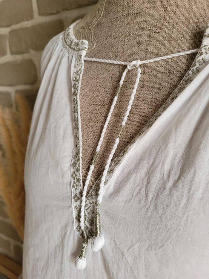Blouse bohème blanche et broderies argentées Noa Noa - 100% coton - photo numéro 5