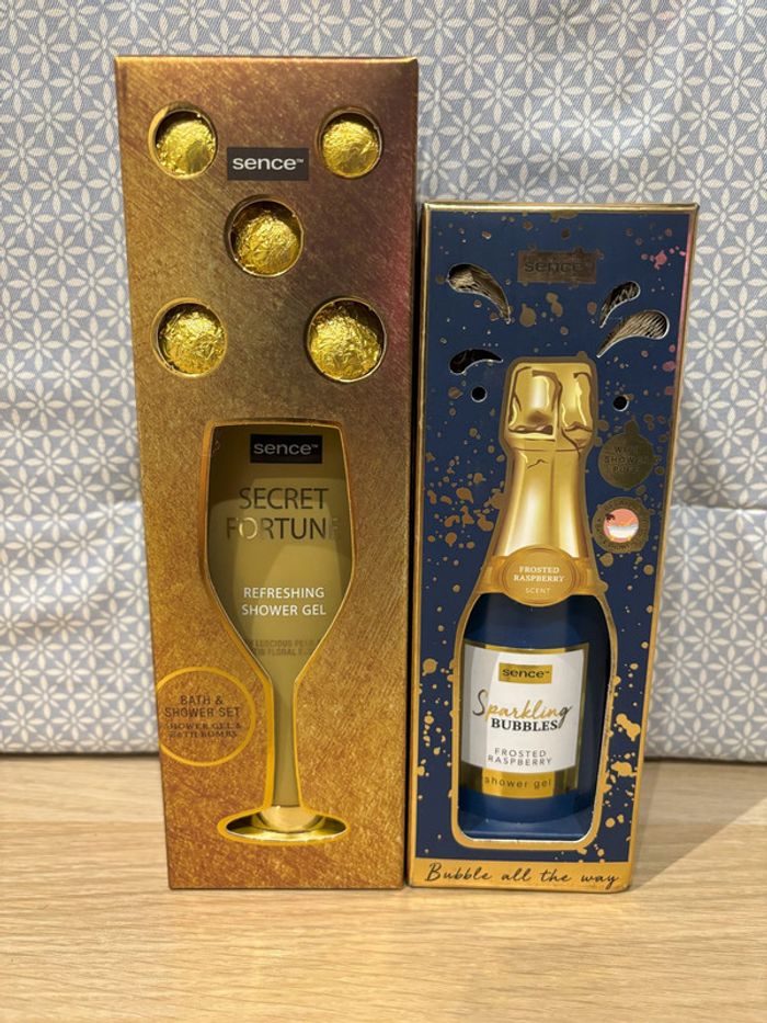 Coffret de Bain "Flûte & Champagne" Or / Bleu