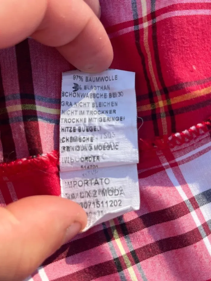 Chemise à carreaux cintré en coton - rouge et blanc - photo numéro 11