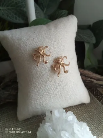 Boucles d'oreilles petites pieuvres dorées