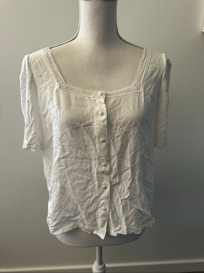 Blouse crop top en dentelle blanche FRNCH Paris T40 L