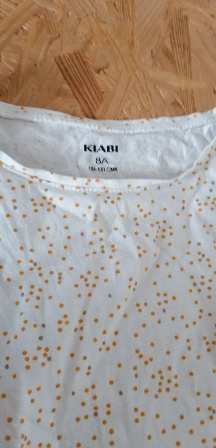 Tee shirt blanc pois jaune - photo numéro 2