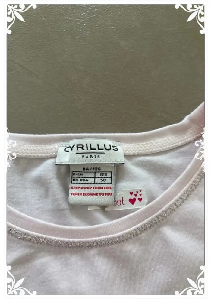 🌸 T-shirt rose pâle Cyrillus   taille 8 ans 🌸 - photo numéro 3