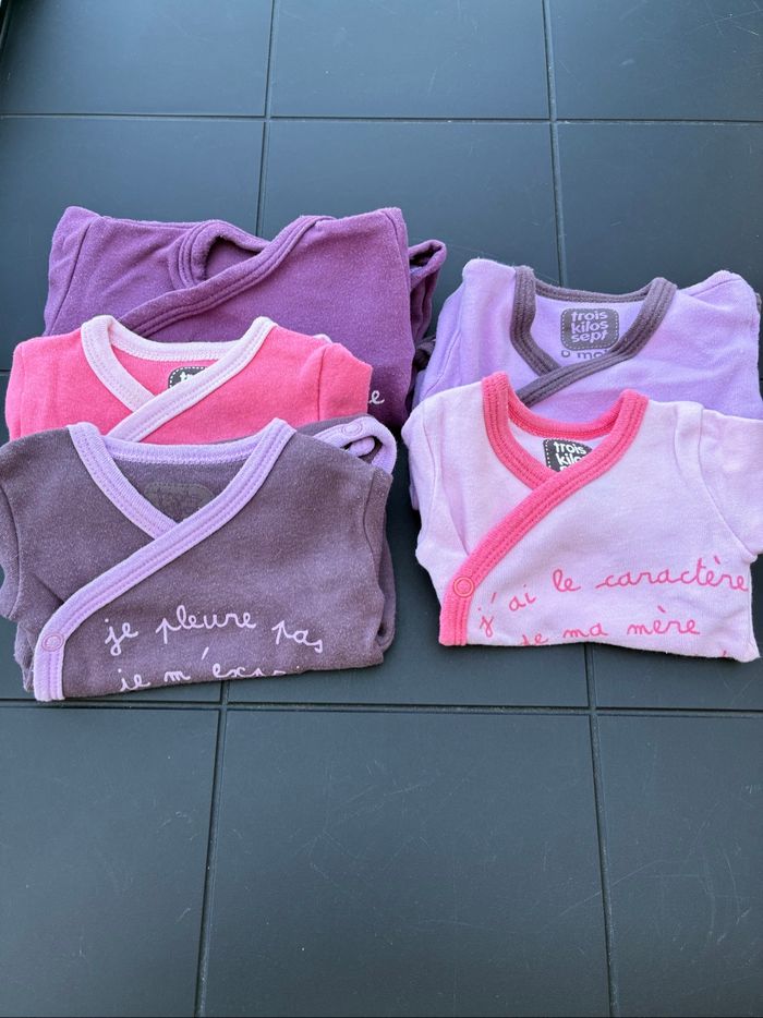 Lot de 5 body 0 mois bébé fille
