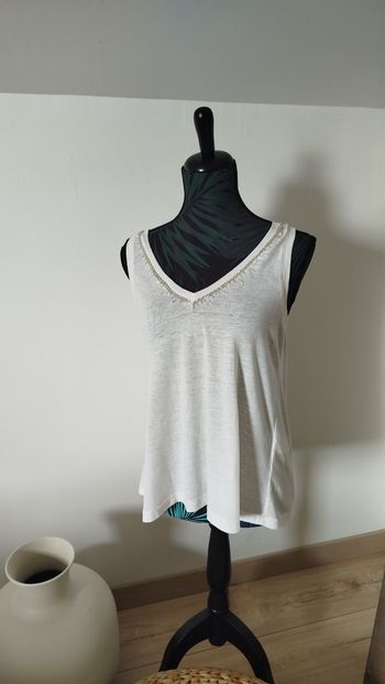 Débardeur col V blanc décolleté Only S 36