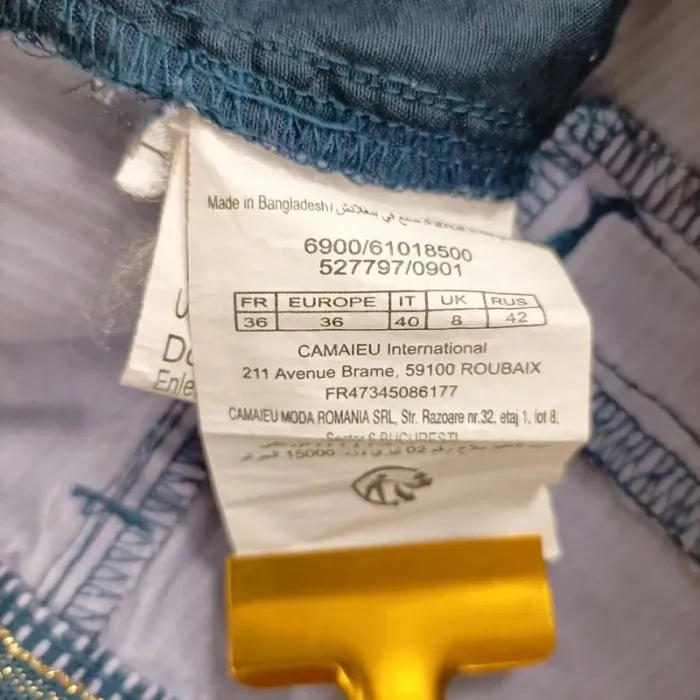 Short rayé bleu et blanc Camaïeu en coton – taille 36, coupe droite estivale A1061 - photo numéro 10