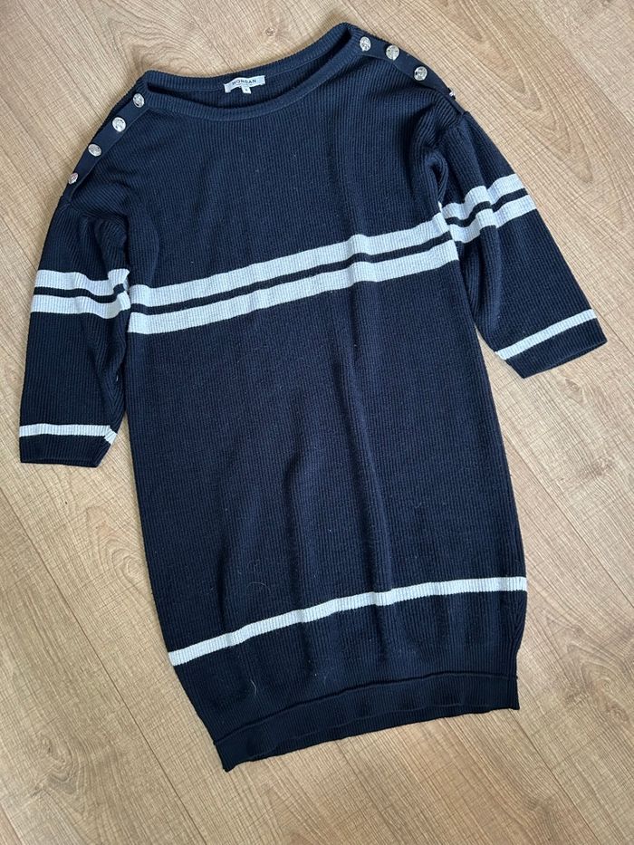 Robe pull bleue marine et blanche Morgan taille S bon état - photo numéro 7