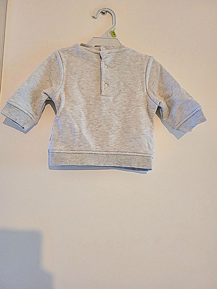Pull gris bébé garçon "Obaibi" taille 3 mois - photo numéro 4