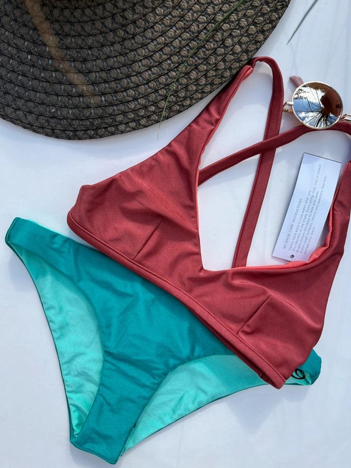 Bas de maillot de bain réversible en deux nuances de bleu - photo numéro 10