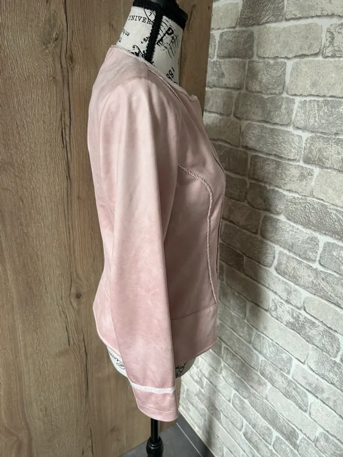 Veste cintrée vintage satinée rose poudré taille 38 - photo numéro 4