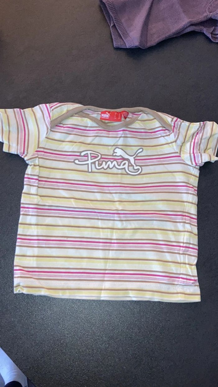 Lot ensemble débardeur tee shirt vêtement bébé fille 12 mois puma