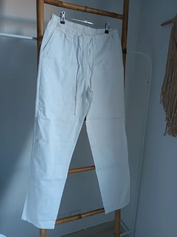 Pantalon large 100 % coton blanc taille 40