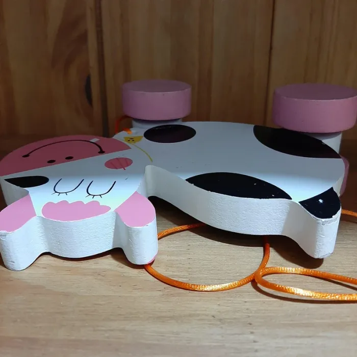 Jouet à tirer Vache en bois - photo numéro 8