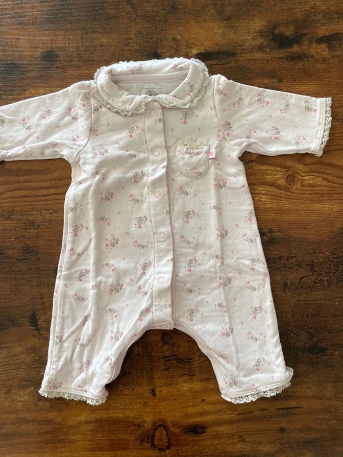 Pyjama en coton fleuri à col sans pieds - photo numéro 2