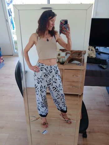 Pantalon large femme 40  noir et blanc c82