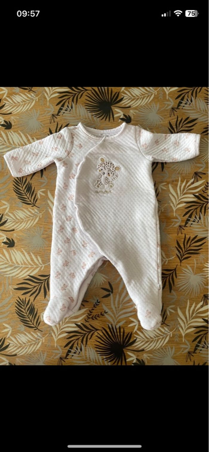 Pyjama d’hiver à pression avant blanc à motif ourson sergent major bb 3 mois